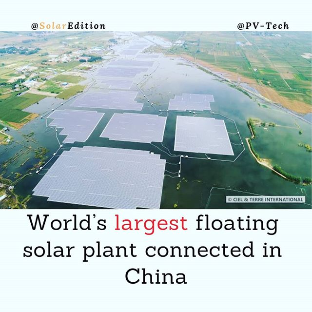 World’s largest floating solar plant connected in China