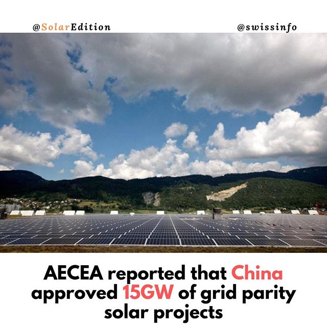 AECEA reported that China approved 15GW of grid parity solar projects